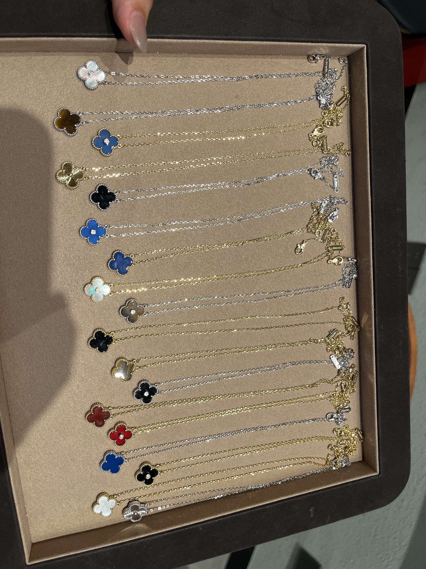 925 Sterling Silver Mixed Color Clover Necklace Wholesale 925 Sterling Silver Mixed Color Clover Necklace Wholesale
