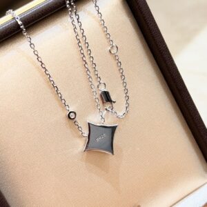 925 Sterling Silver Mother of Pearl Clover Necklace Lifestyle View