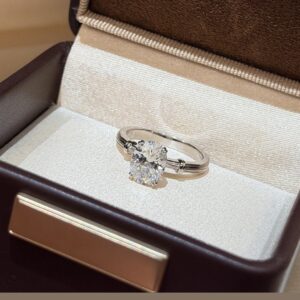 925 Sterling Silver Oval Simulated Stone Ring Close Up