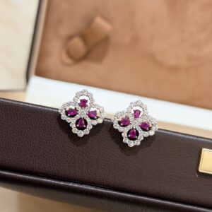 925 Sterling Silver Pave Clover Stud Earrings Lifestyle View