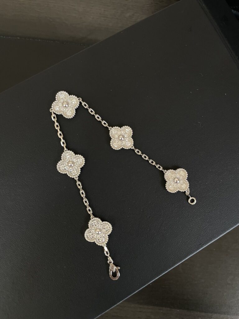 925 Sterling Silver Pave Five Clover Bracelet Wholesale