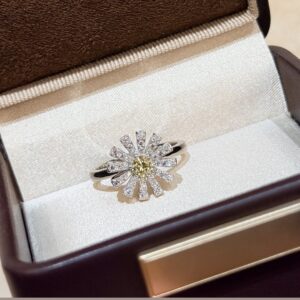 925 Sterling Silver Pave Flower Ring Jewelry Display