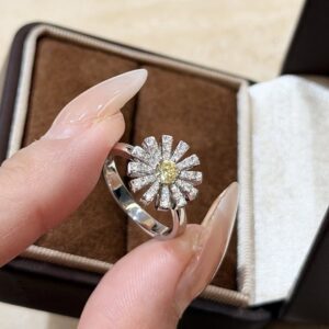 925 Sterling Silver Pave Flower Ring Lifestyle View