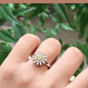 925 Sterling Silver Pave Flower Ring Packaging View