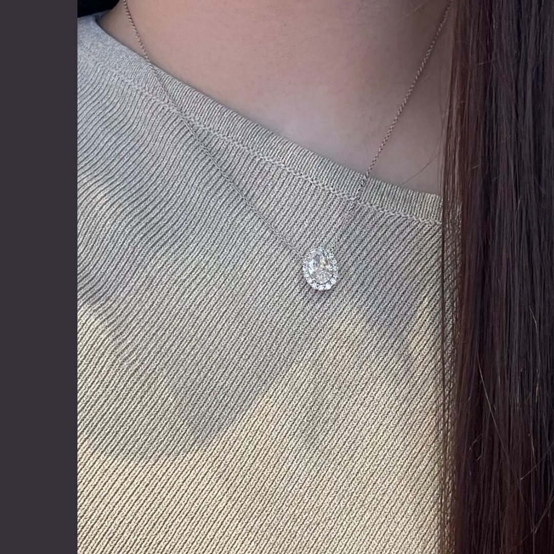 925 Sterling Silver Pave Oval Link Necklace 925 Sterling Silver Pave Oval Link Necklace