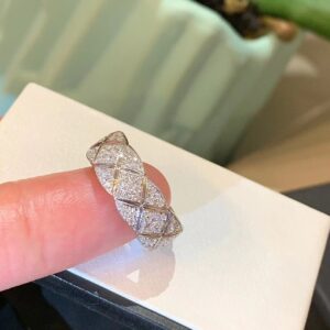 925 Sterling Silver Pave Quilted Ring Close Up
