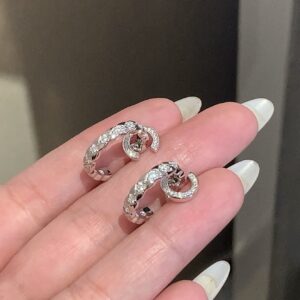 925 Sterling Silver Pave Quilted Stud Earrings Detail