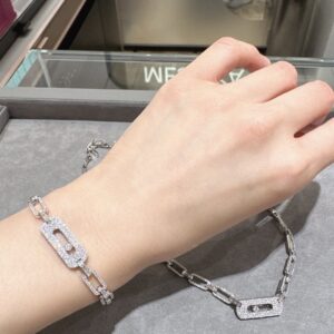 925 Sterling Silver Pave Sliding Stone Bracelet Detail