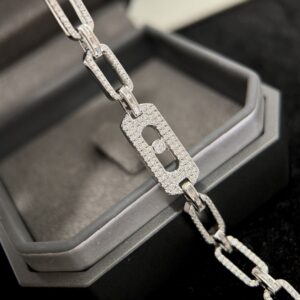 925 Sterling Silver Pave Sliding Stone Bracelet Close Up