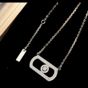 925 Sterling Silver Pave Sliding Stone Necklace Wholesale