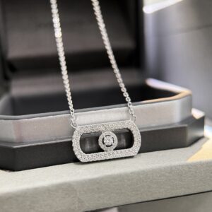 925 Sterling Silver Pave Sliding Stone Necklace Jewelry Display