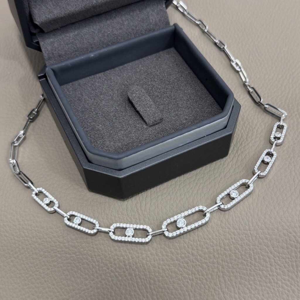 925 Sterling Silver Pave Sliding Stone Necklace Wholesale