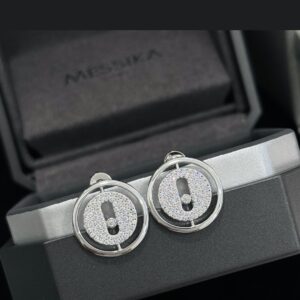 925 Sterling Silver Pave Sliding Stone Stud Earrings Close Up