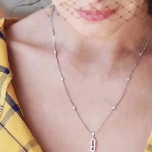 925 Sterling Silver Pave Starry Stone Necklace Detail