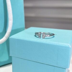 925 Sterling Silver Pave T Shape Ring Lifestyle View