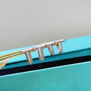 925 Sterling Silver Pave T Shape Stud Earrings Wholesale