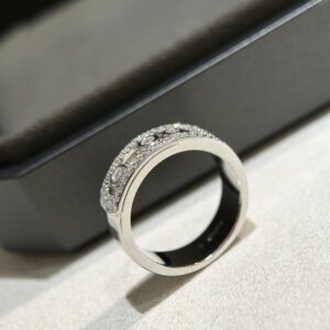925 Sterling Silver Pave Three Stone Sliding Ring Jewelry Display