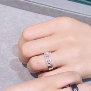 925 Sterling Silver Pave Three Stone Sliding Ring Lifestyle View