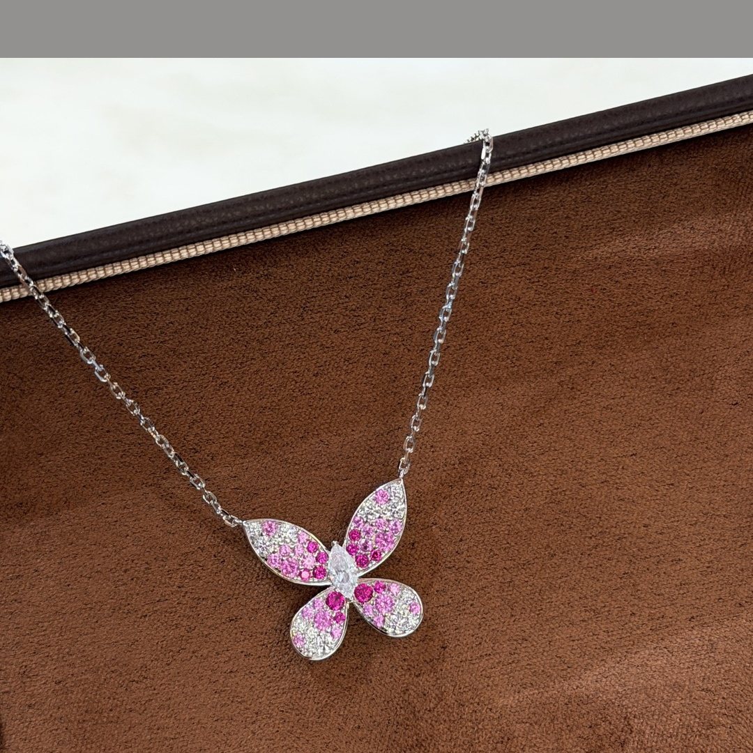 925 Sterling Silver Pink Butterfly Necklace 925 Sterling Silver Pink Butterfly Necklace