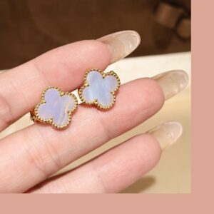 925 Sterling Silver Purple Clover Stud Earrings Packaging View