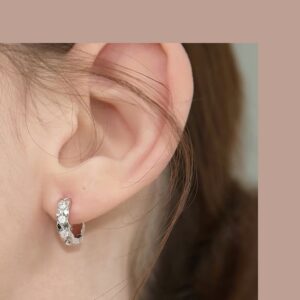 925 Sterling Silver Quilted Stud Earrings Lifestyle View