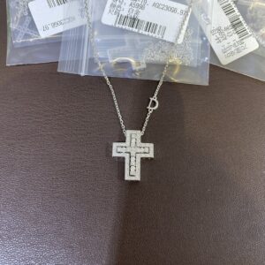 925 Sterling Silver Rainbow Pave Cross Necklace Wholesale