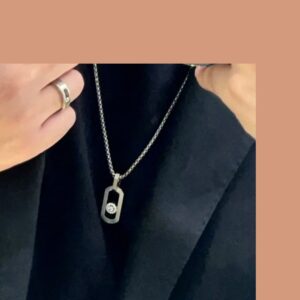 925 Sterling Silver Refined Single Stone Sliding Necklace Lifestyle View