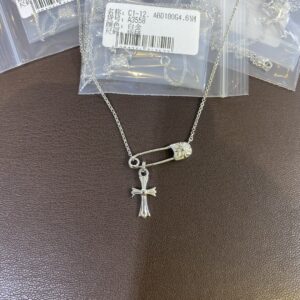 925 Sterling Silver Safety Pin Cross Necklace Wholesale