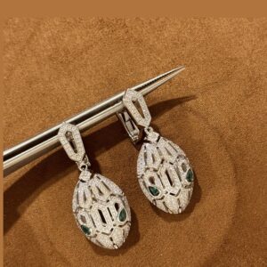 925 Sterling Silver Serpent Emerald Stone Stud Earrings Packaging View