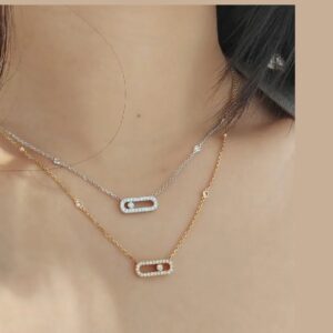 925 Sterling Silver Single Stone Necklace Close Up