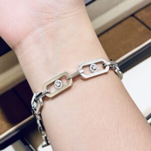 925 Sterling Silver Single Stone Sliding Chain Bracelet Detail