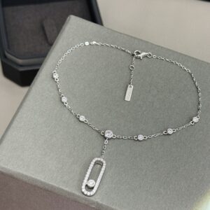 925 Sterling Silver Single Stone Sliding Chain Necklace Close Up