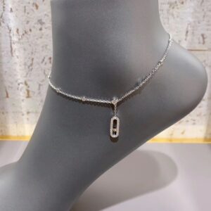 925 Sterling Silver Single Stone Sliding Chain Necklace Jewelry Display