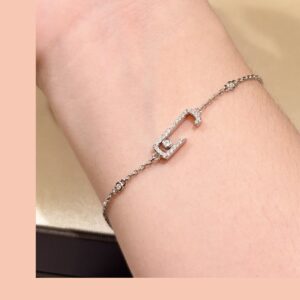 925 Sterling Silver Single Stone Sliding Hook Bracelet Jewelry Display
