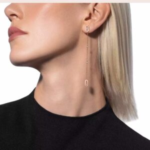 925 Sterling Silver Single Stone Sliding Tassel Stud Earrings Jewelry Display