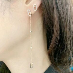 925 Sterling Silver Single Stone Sliding Tassel Stud Earrings Lifestyle View