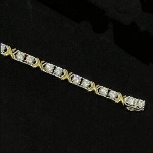 925 Sterling Silver Sixteen Stone Cross Bracelet Close Up