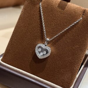925 Sterling Silver Sliding Heart Necklace Detail