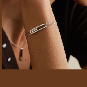 925 Sterling Silver Smooth Three Stone Sliding Bracelet Detail
