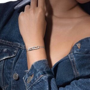 925 Sterling Silver Smooth Three Stone Sliding Bracelet Jewelry Display