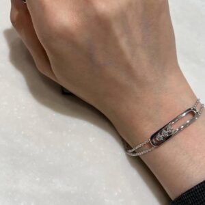 925 Sterling Silver Smooth Three Stone Sliding Bracelet Packaging View