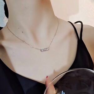 925 Sterling Silver Smooth Three Stone Sliding Necklace Detail