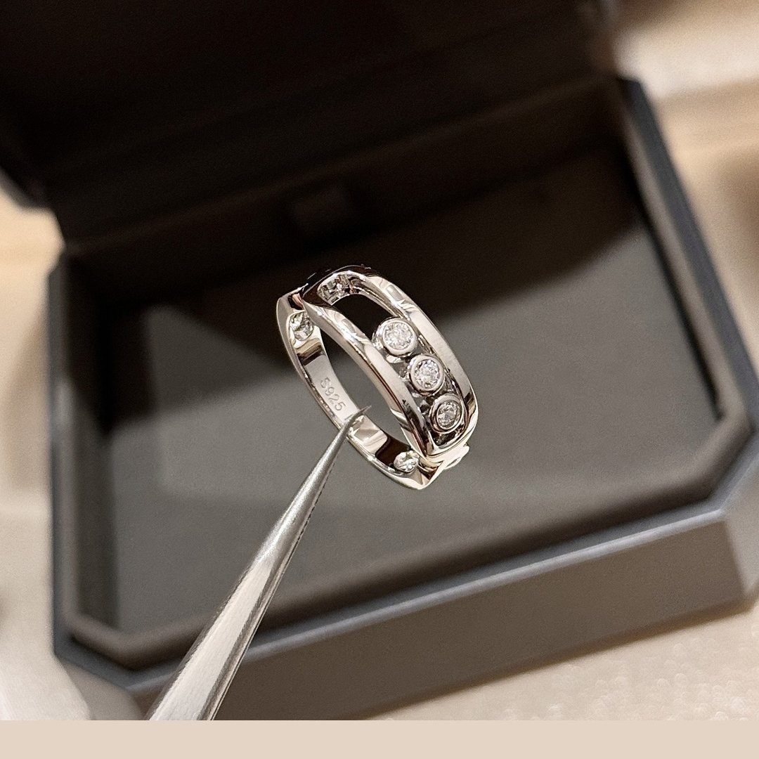 925 Sterling Silver Smooth Three Stone Sliding Ring Wholesale 925 Sterling Silver Smooth Three Stone Sliding Ring Wholesale