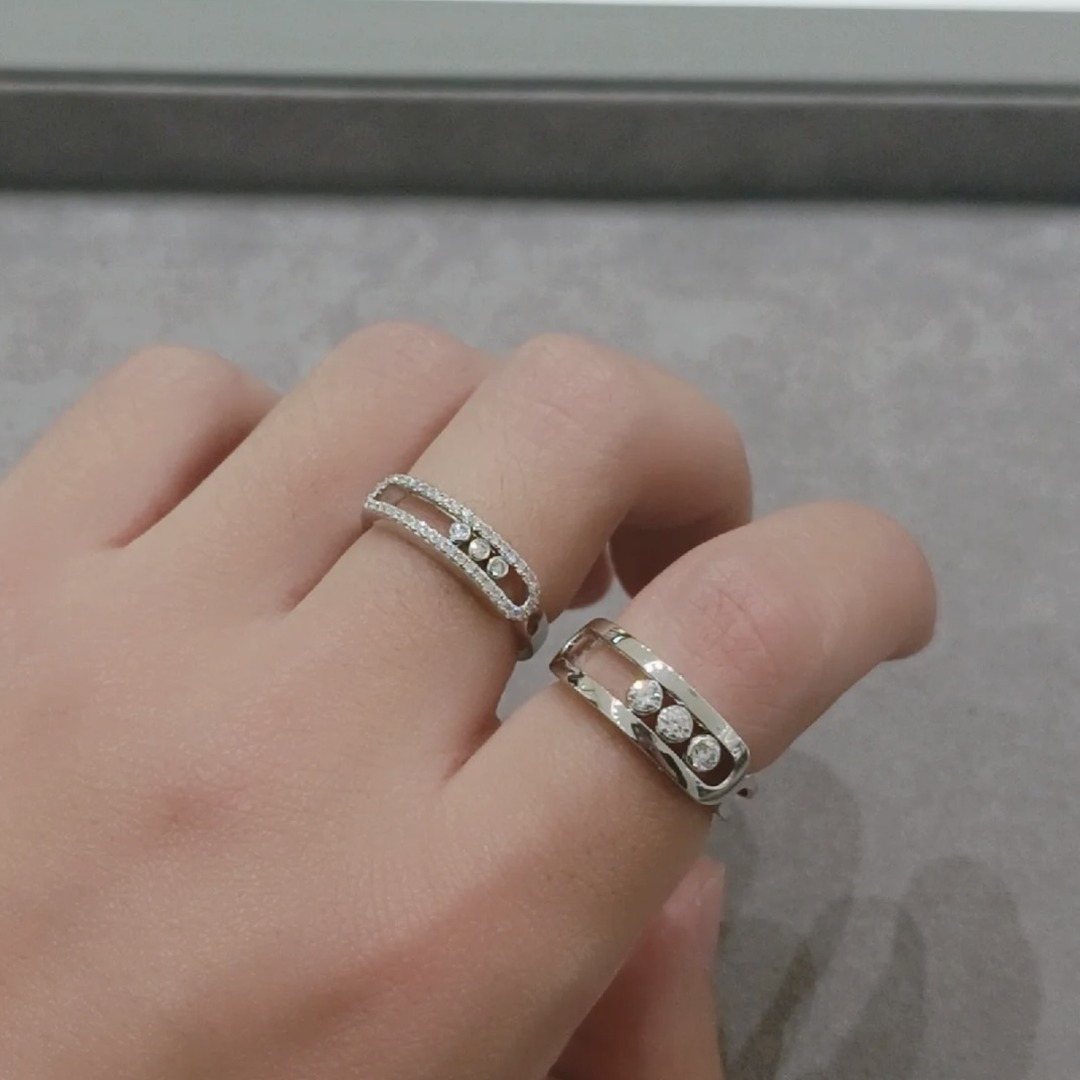 925 Sterling Silver Smooth Three Stone Sliding Ring Wholesale 925 Sterling Silver Smooth Three Stone Sliding Ring Wholesale