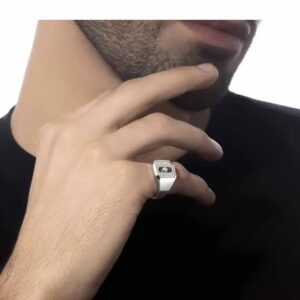 925 Sterling Silver Square Single Stone Sliding Ring Packaging View