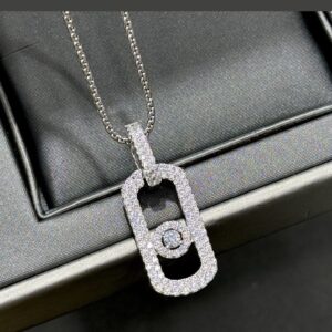 925 Sterling Silver Statement Pave Sliding Necklace Detail