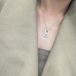 925 Sterling Silver Statement Pave Sliding Necklace Close Up