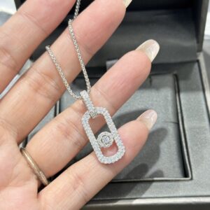 925 Sterling Silver Statement Pave Sliding Necklace Jewelry Display