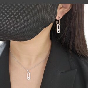 925 Sterling Silver Statement Single Stone Sliding Stud Earrings Detail