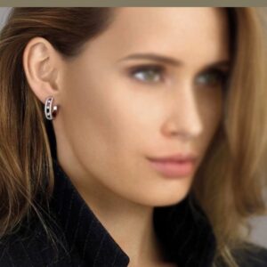 925 Sterling Silver Statement Three Stone Pave Stud Earrings Lifestyle View